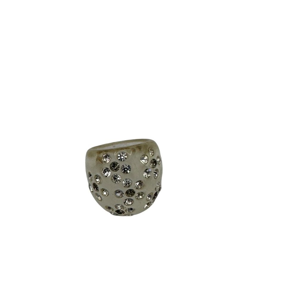 Clear Lucite Rhinestone Statement Ring Size 7 - Picture 6 of 7